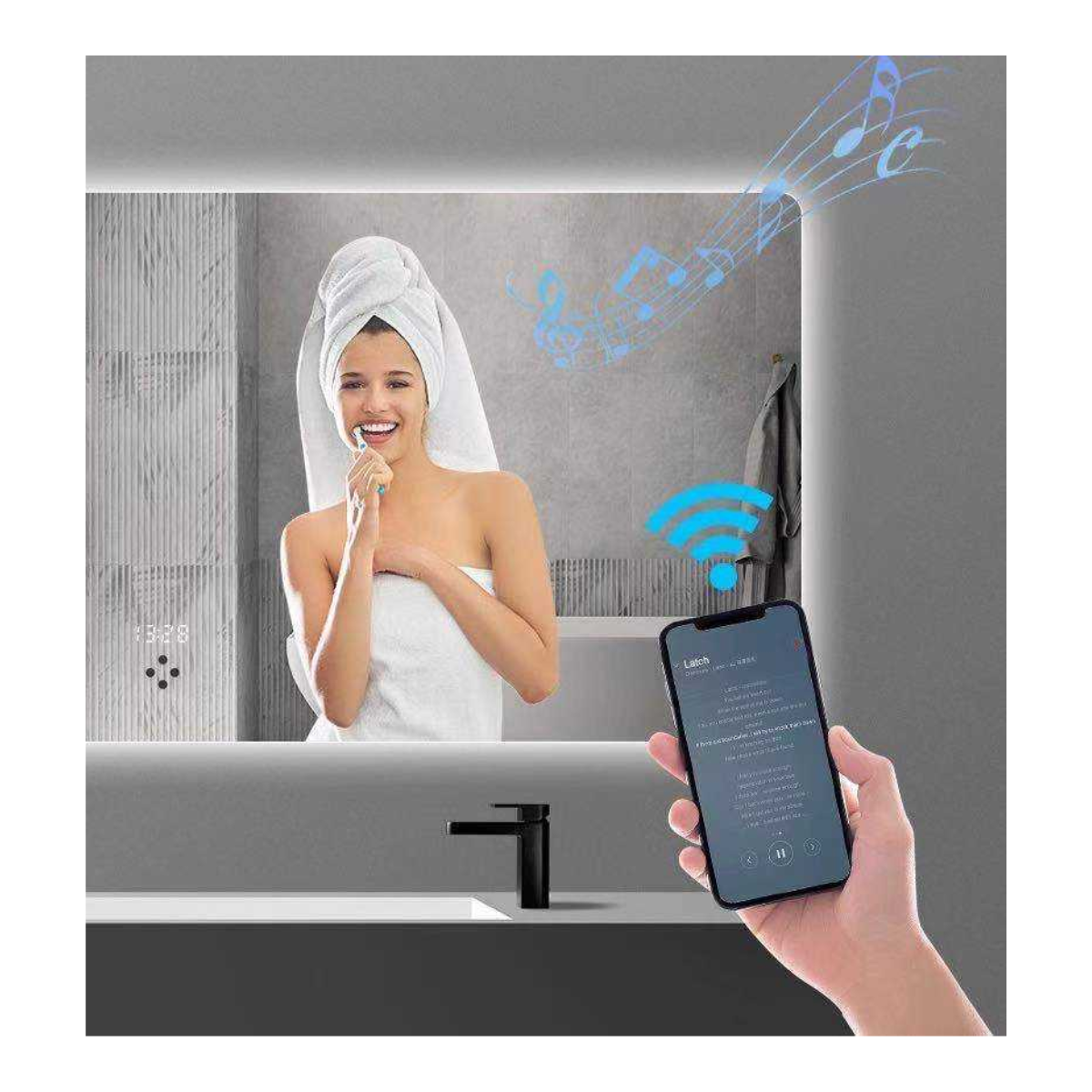 Frameless Glow Time-Display Mirror